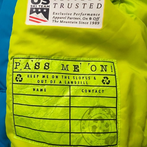 Spyder Vibrant Blue and Neon Green Puffer Jacket Size 4 - Picture 7 of 15